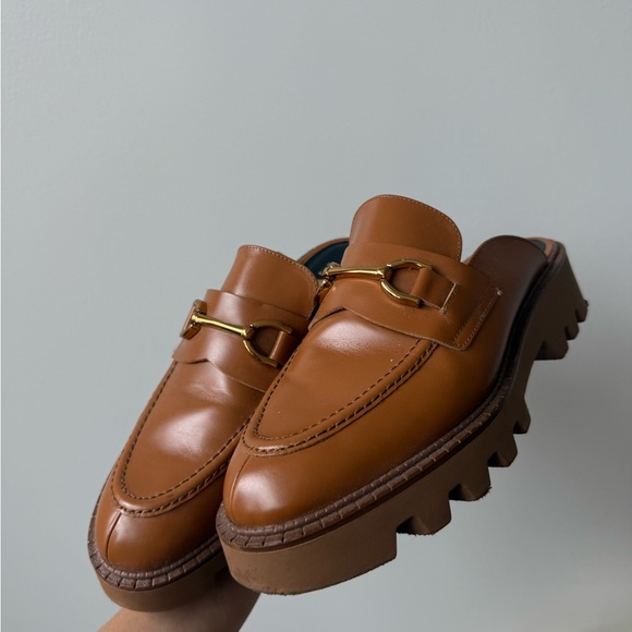 Zara Women Tan Leather Slip-On Loafers - Picture 5 of 6